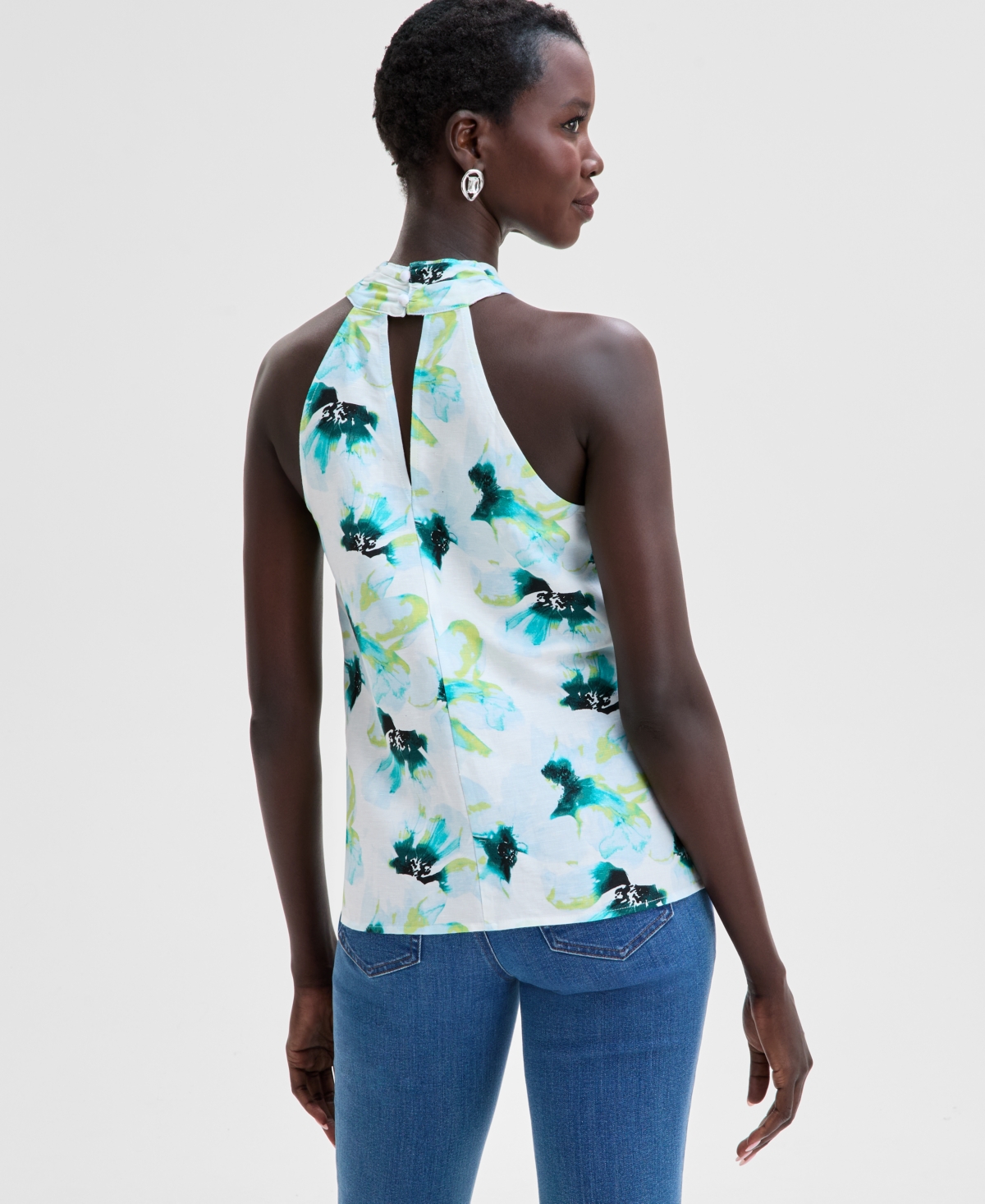Inc International Concepts Women's Mock-neck Halter Top, Exclusively At Macy's In Leah Blooms