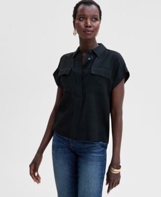 I.N.C. International Concepts - Women's Short-Sleeve Printed Pocket Blouse
