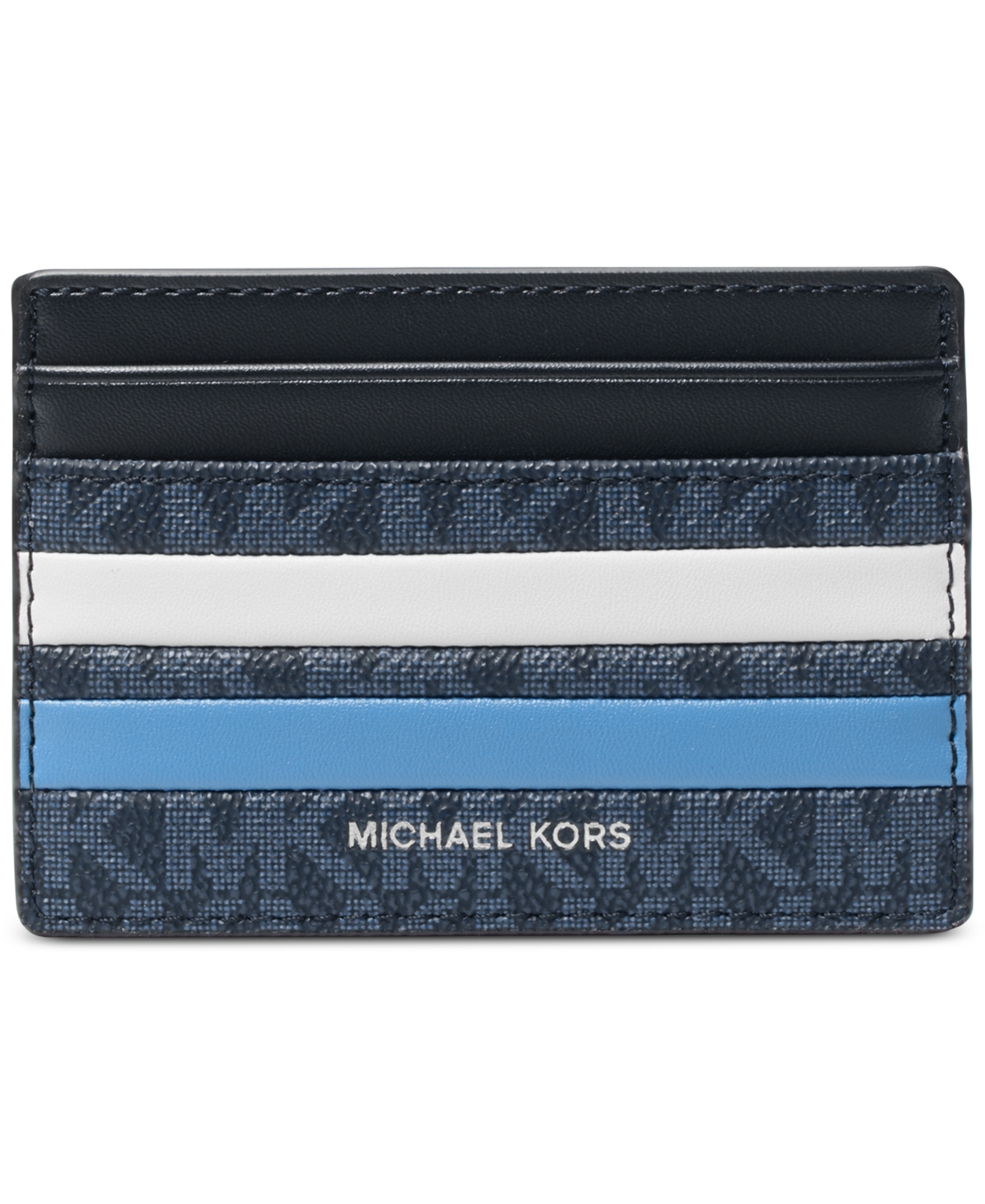 MICHAEL KORS MEN'S MALONE LEATHER COLORBLOCKED LOGO CARD CASE 