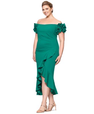 Plus Size Ruffled Off-The-Shoulder Midi Dress