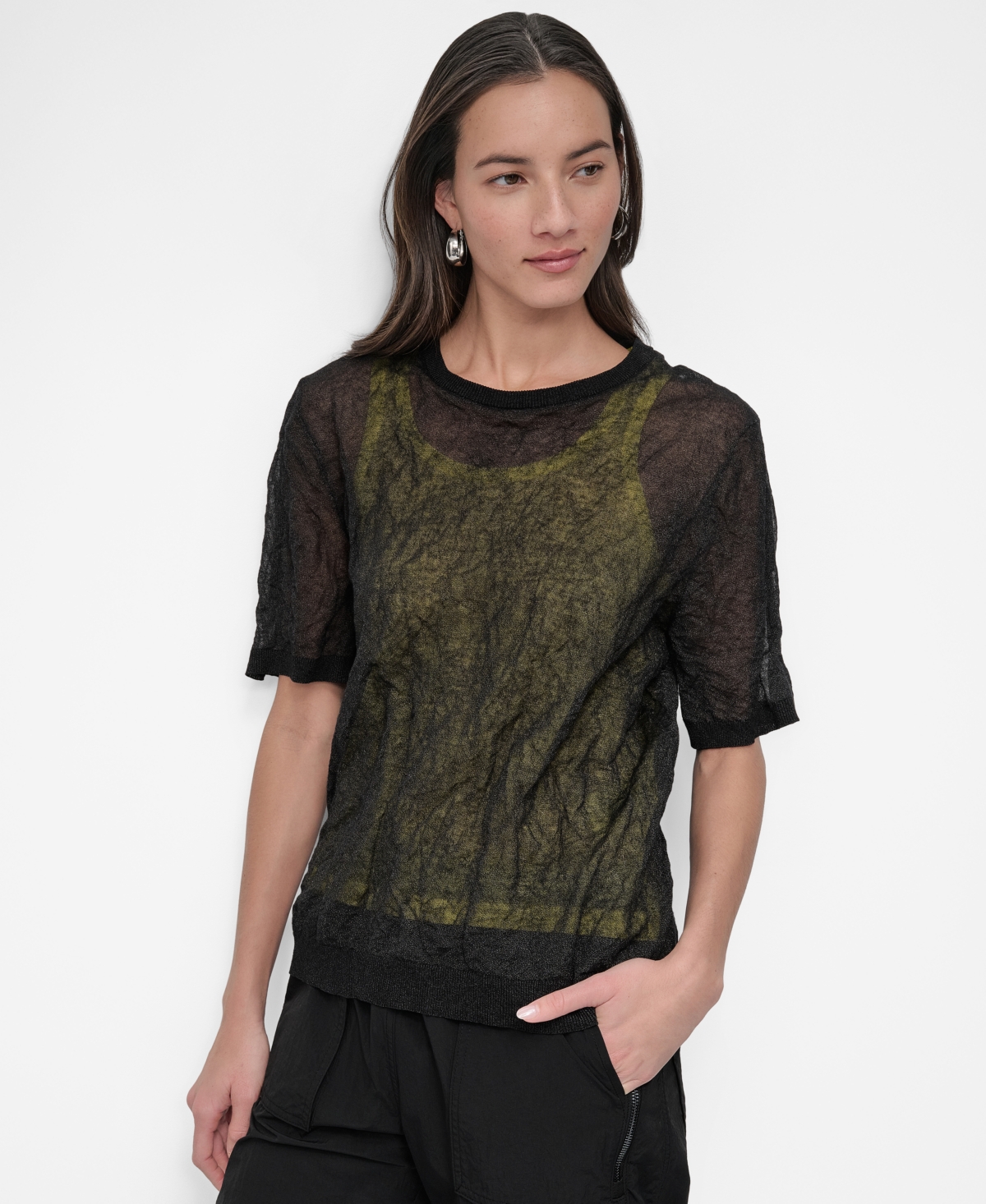 Women's Layered Tank Top T-Shirt - Black/daffodil