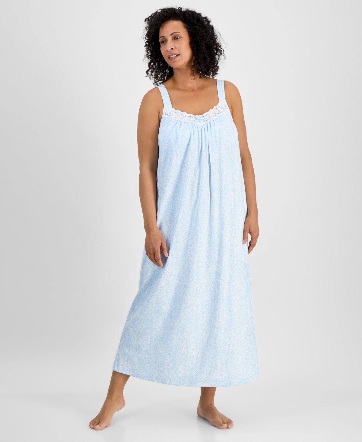 Women's Cotton Eyelet Tank Nightgown, Exclusively at Macy's - Leafy Flor