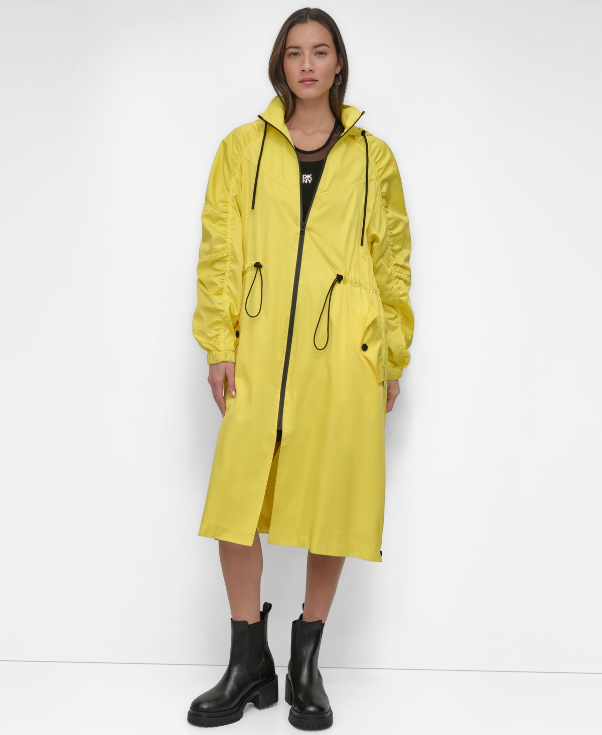 Dkny Women's Coated Satin Anorak Jacket In Daffodil