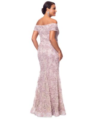 Women's Off-The-Shoulder Soutache Lace Gown