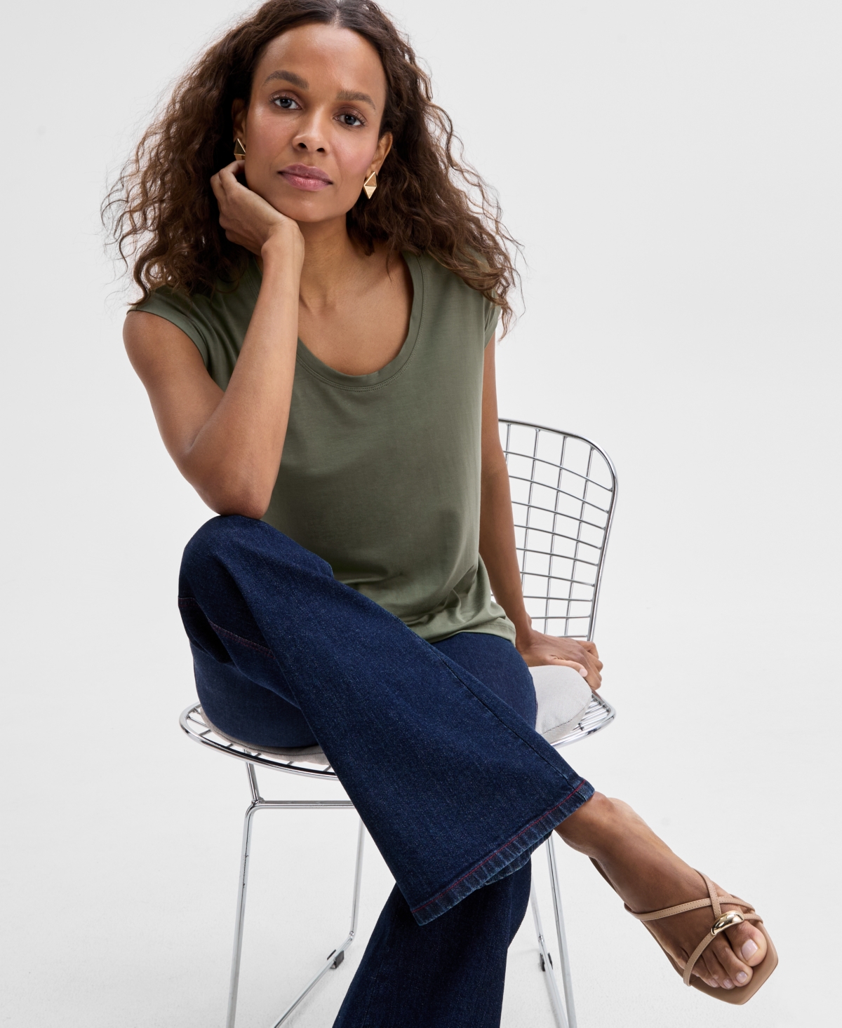 Shop Inc International Concepts Women's Luxe Layering Top, Exclusively At Macy's In Olivine