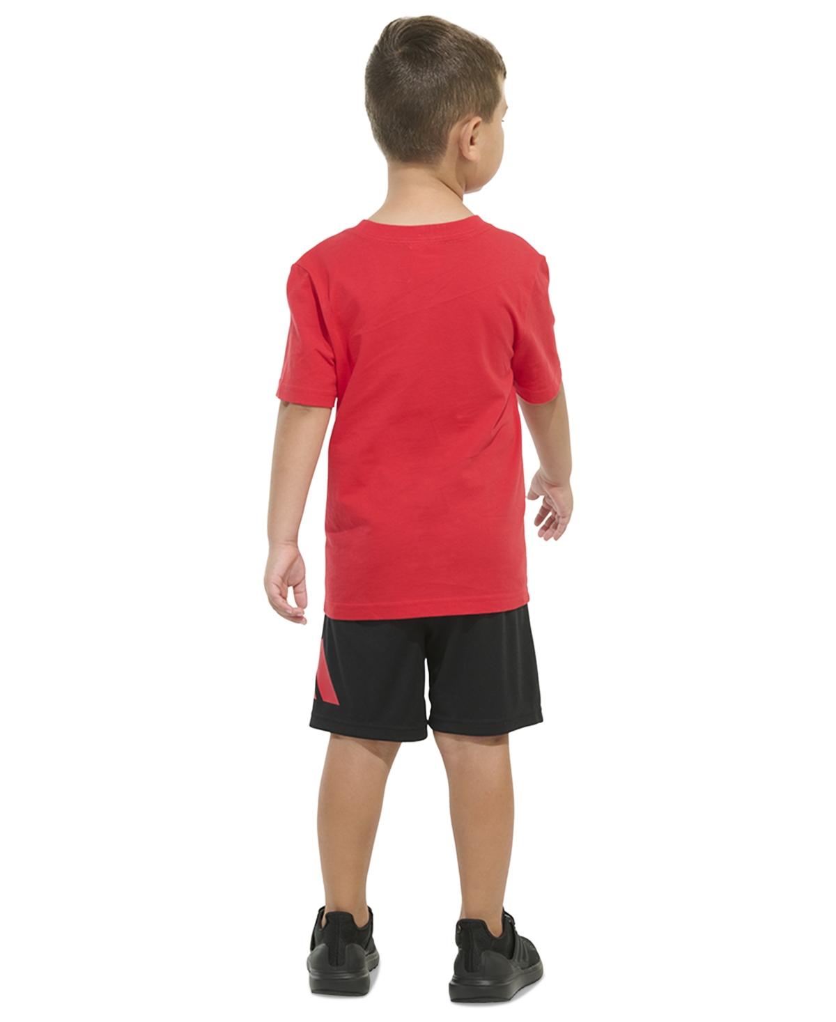 Adidas Originals Toddler & Little Boys Short-sleeve T-shirt & Elastic-waistband Logo Shorts, 2 Piece Set In B Red