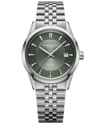 Raymond Weil - Freelancer Automatic Olive Green Dial Stainless Steel Bracelet Watch 38mm