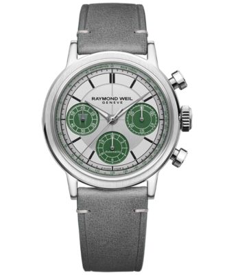 Raymond Weil - Men's Swiss Automatic Chronograph Millesime Tri-compax Largo Winch Gray Leather Strap Watch 40mm - Limited Edition