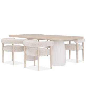 Lunare 5-Pc. Dining Set (Rectangular Table & 4 Rolled Back Chairs)