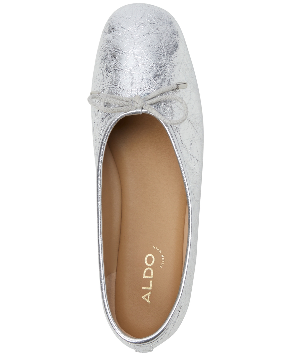 Shop Aldo Women's Joselie Bow-trim Ballerina Flats In Silver Crinkle