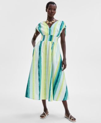 I.N.C. International Concepts - Women's Striped Double V-Neck Cotton Dress
