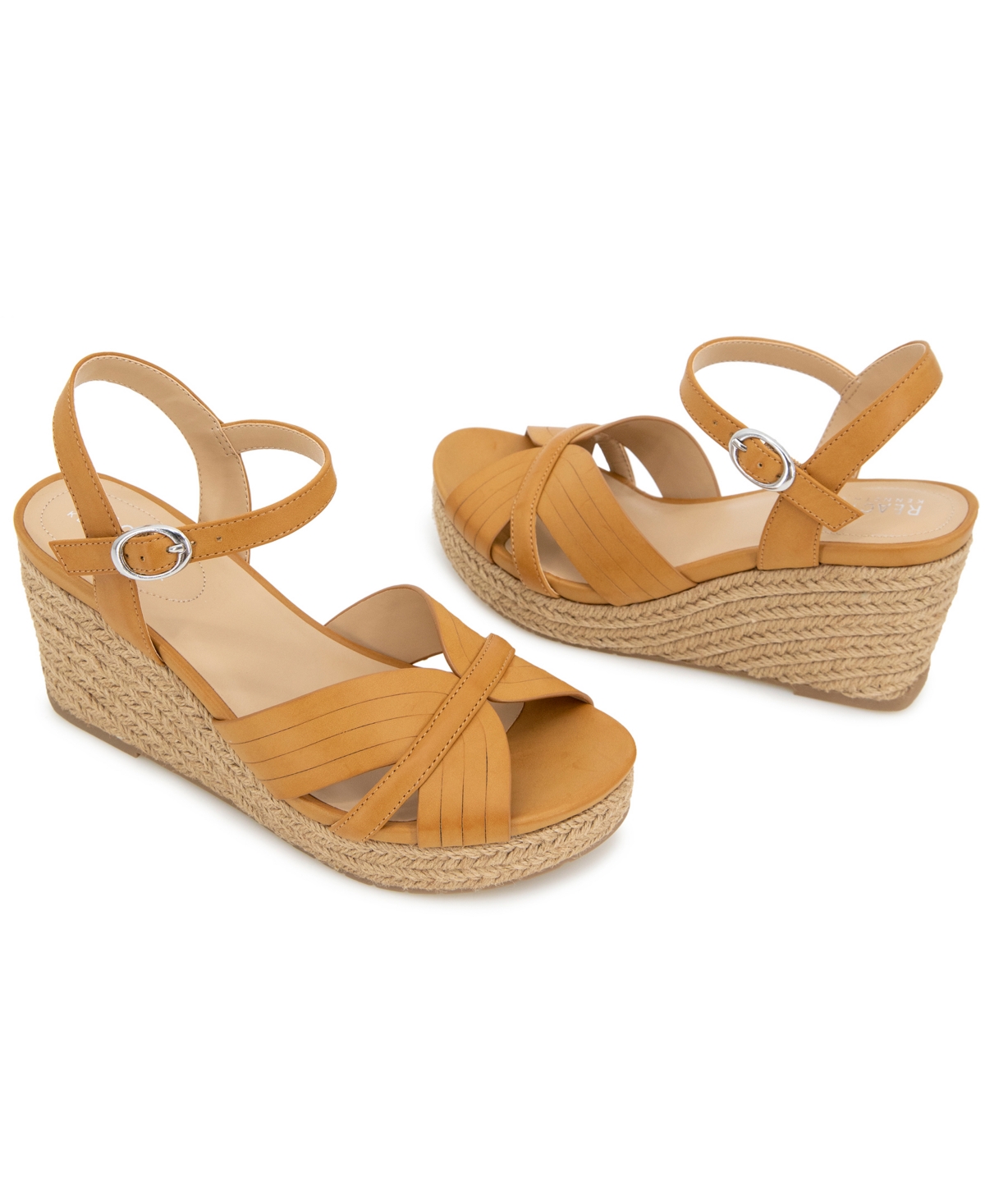 Kenneth Cole Reaction Women's Comi Almond Toe Wedge Sandals In Camel