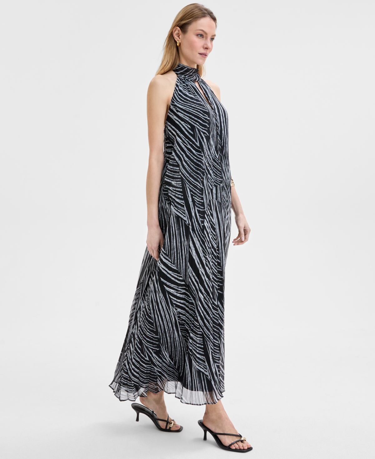 Inc International Concepts Women's Printed Halter-neck Maxi Dress, Exclusively At Macy's In Pia Stripe
