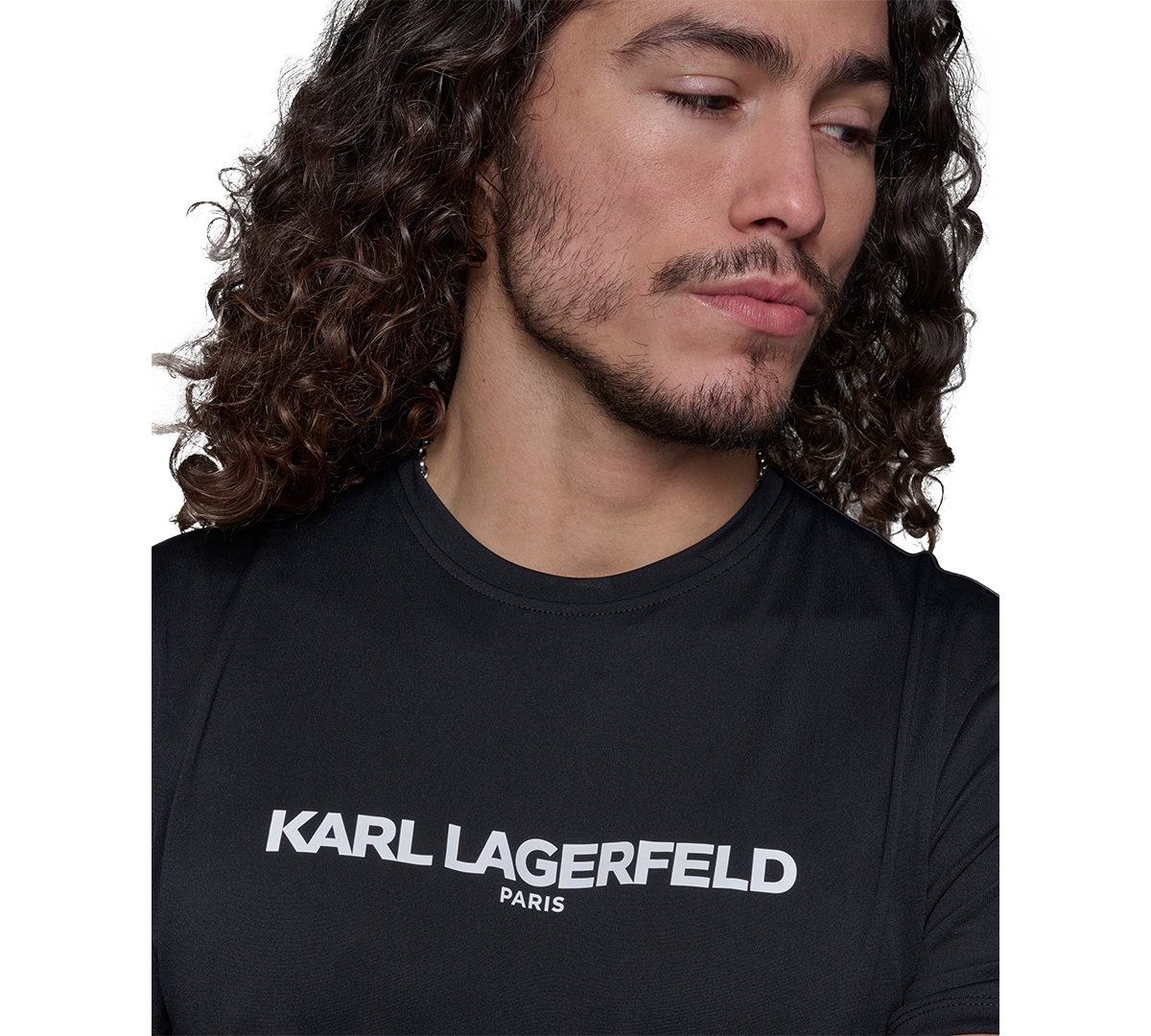 Karl Lagerfeld Men's Regular-fit Logo Graphic Rash Guard In Black
