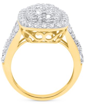 Lab Grown Diamond Halo Cluster Ring (2 ct. t.w.) in Sterling Silver