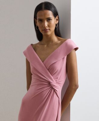 ralph lauren cowl neck jersey dress Lauren Women's Off-the-Shoulder Gown global-style-Erianne