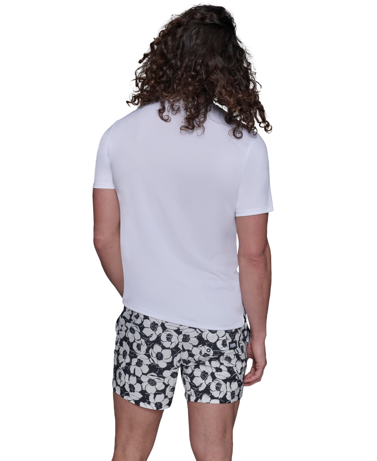Karl Lagerfeld Men's Regular-fit Logo Graphic Rash Guard In White