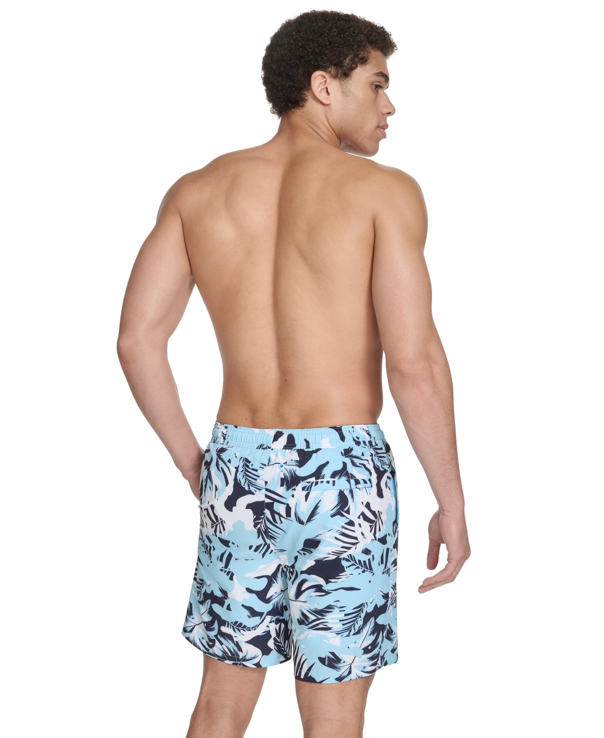 Calvin Klein Men's Regular-fit Quick-dry 5" Swim Trunks With Compression Short Liner In Light,pastel Blue