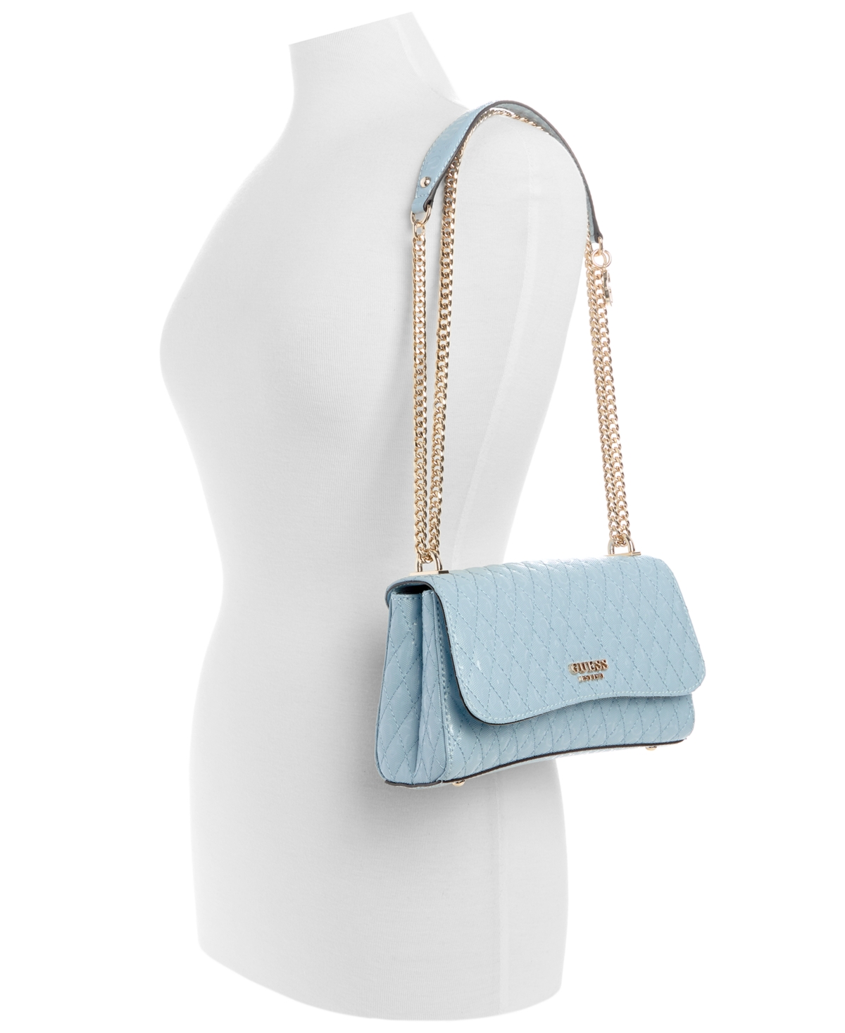 Shop Guess Betula Small Quilted Convertible Crossbody In Stormy Blue