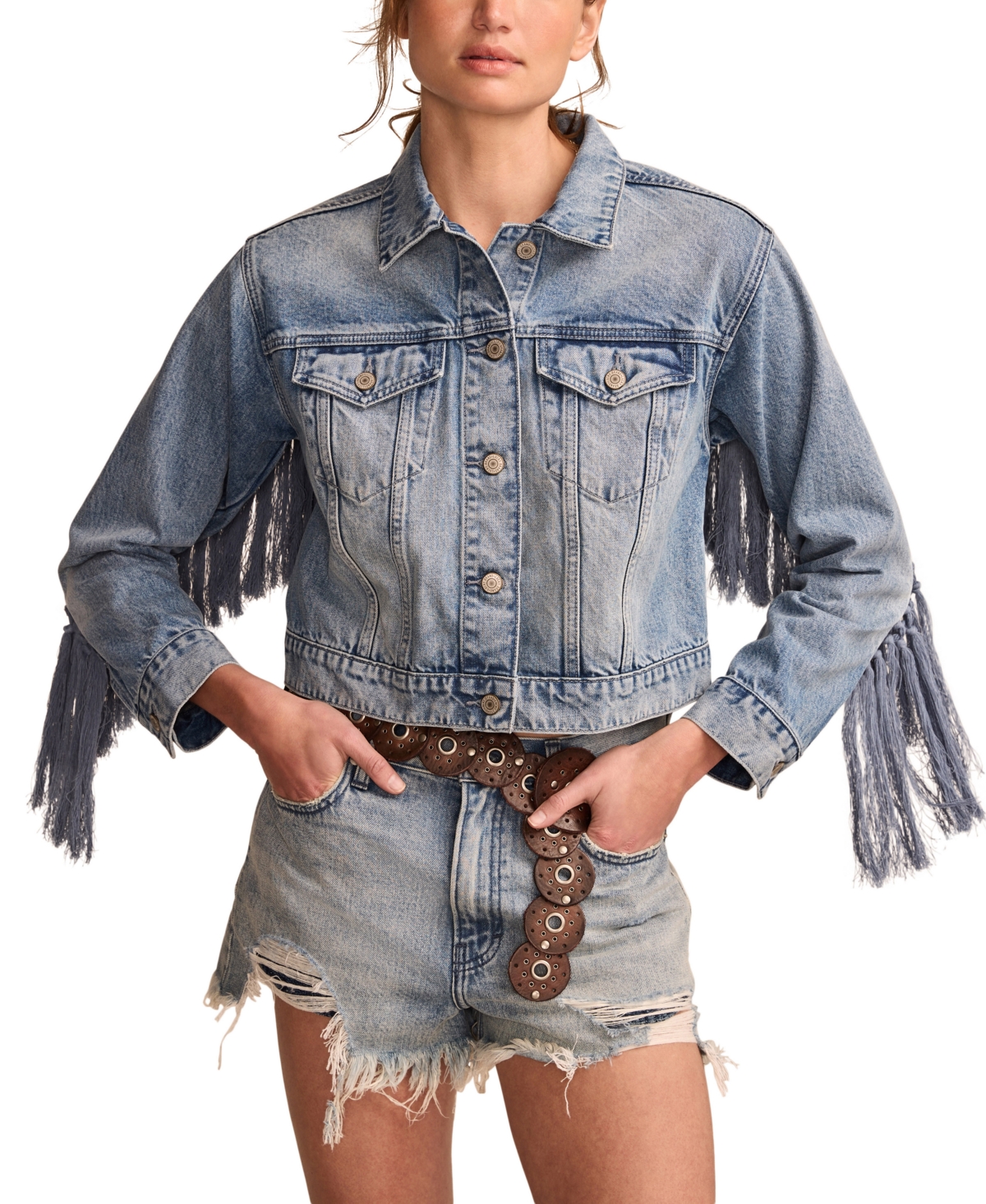 Women's Festival Fringe Denim Jacket - Stay Cool Wash