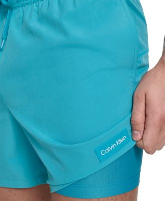 Men's Core Euro Regular-Fit Quick-Dry 5" Swim Trunks with Compression Short Liner