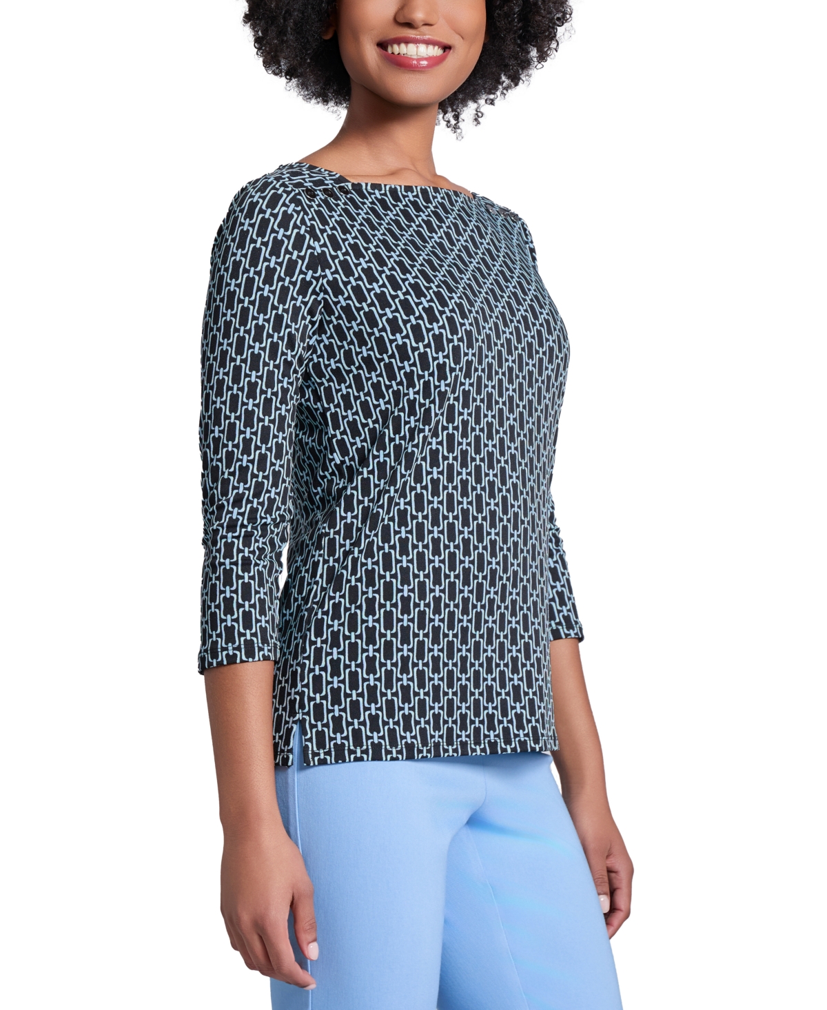 Jones New York Square Neck Top In Blue