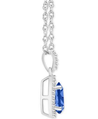Lab Created Blue Sapphire (1 ct. t.w.) & Lab Created White Sapphire (1/6 ct. t.w.) Pear-Shape Pendant Necklace in 10k White Gold