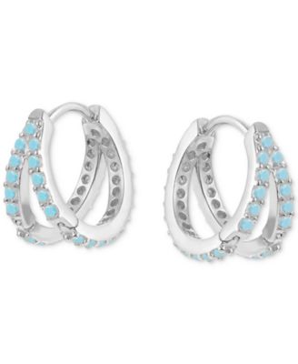 Ben Oni Wren Cubic Zirconia Huggie Hoop Earrings - TurquoiseSilver 50$