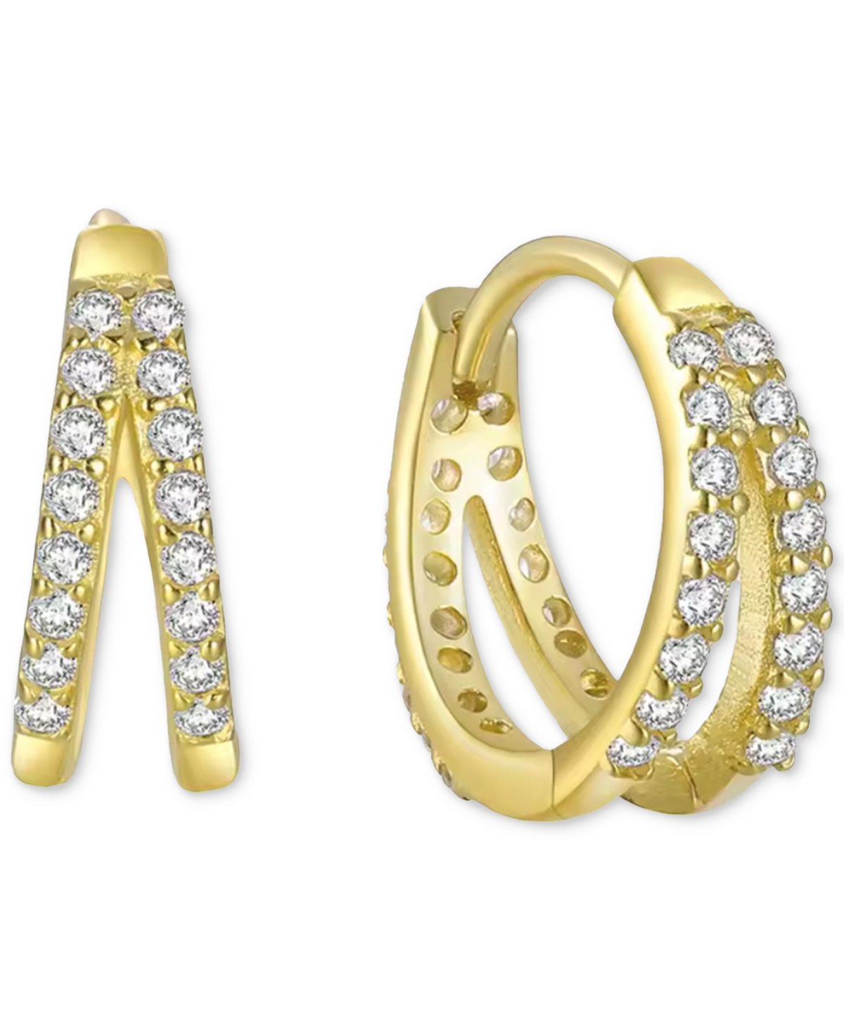 Wren Cubic Zirconia Huggie Hoop Earrings - Turquoise/Gold