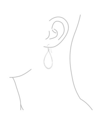 Pear Shaped Lightweight Hoop Huggie Earrings Sterling Silver 2 Inch