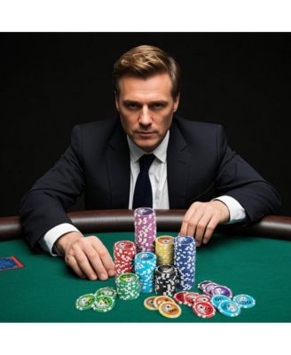 Casino Poker Chips Set with 600 Pieces Texas Hold'em Poker Chip Set for Casino-Style Games