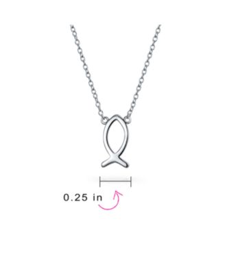 Dainty Sterling Silver Jesus Fish Ichthys Pendant Necklace