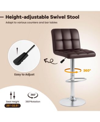 Modern Swivel Bar Stools Set of 4 with Heavy-duty Metal Base & Footrest Back