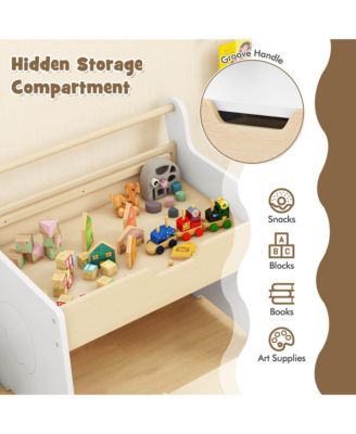 3-in-1 Wood Detachable Tabletop, Hidden Storage &amp; Paper Roll - Kids Table and Chair Set