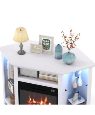 Fireplace Corner TV Stand with LED Lights and Smart APP Control for TV