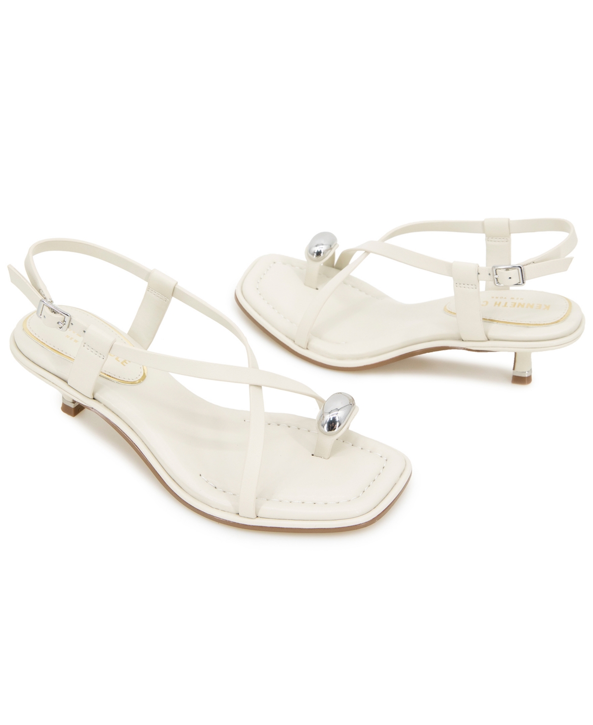 Kenneth Cole New York Women's Geala Square Toe Dress Sandals In Cream Leather