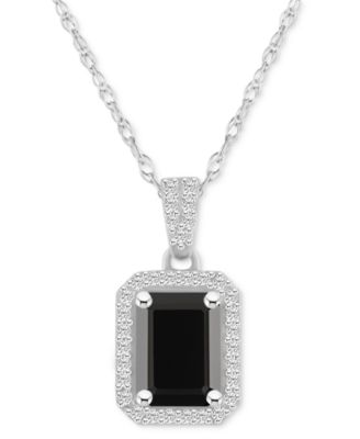 Lab Created Ruby (2 ct. t.w.) & Lab Created White Sapphire (1/5 ct. t.w.) Rectangle Pendant Necklace in 10k Yellow Gold
