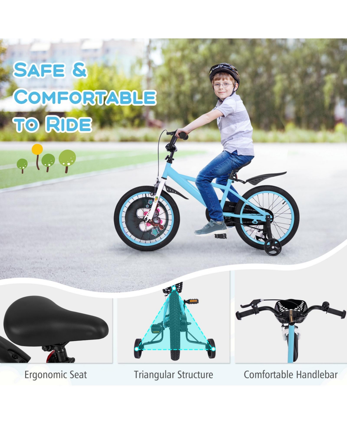 Kids Bike with Adjustable Handlebar and Saddle Perfect Bicycle for Children Aged 4-8 Years Old