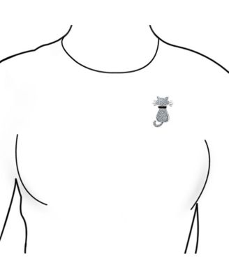 Cute Animal Lover CZ Kitty Cat Brooche Pin Cubic Zirconia