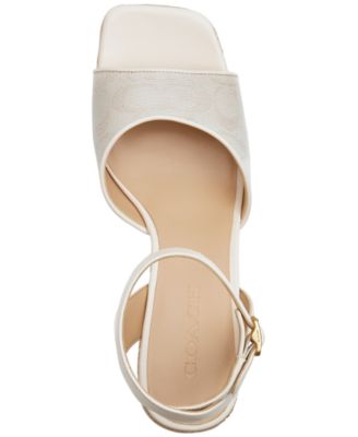 Signature C Canvas Open-Toe Espadrille Wedge Sandals