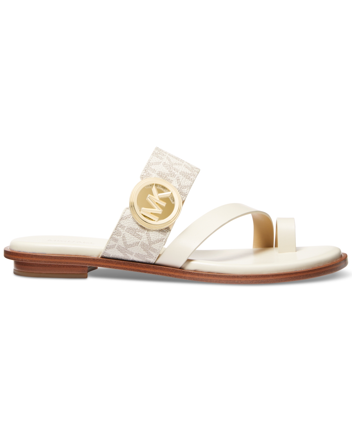 Michael Kors Michael  Mmk Vera Slip-on Toe-ring Slide Sandals In Vanilla