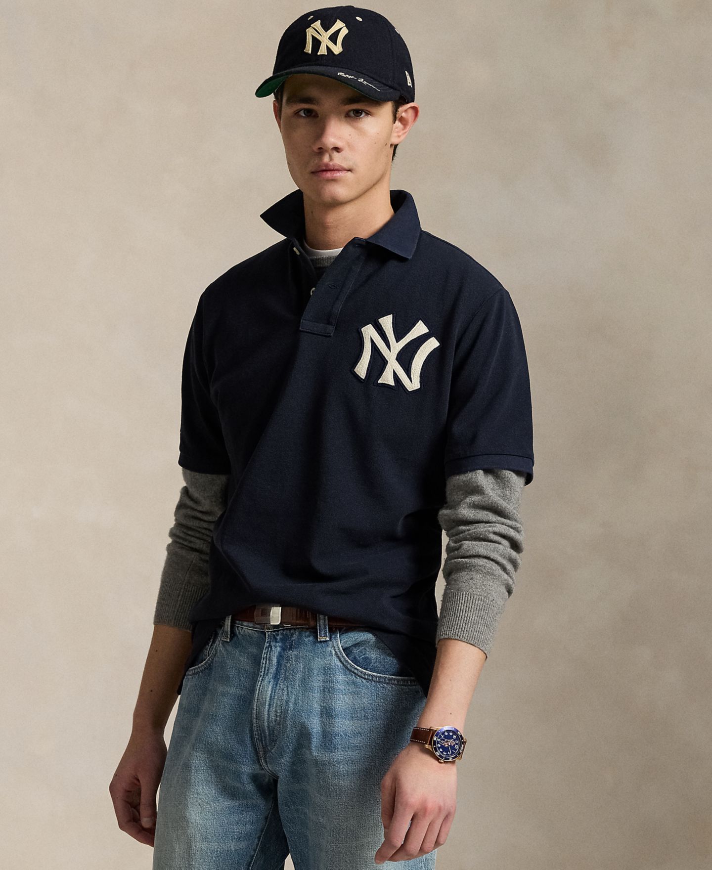 Поло Polo Ralph Lauren Unisex Yankees Polo Shirt, цвет: Тёмно-синий — фото 2
