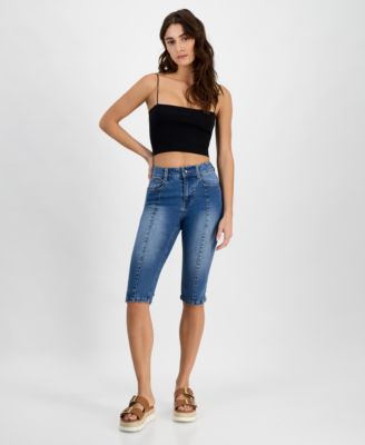 Juniors' Seam Front High-Rise Capri Jeans 