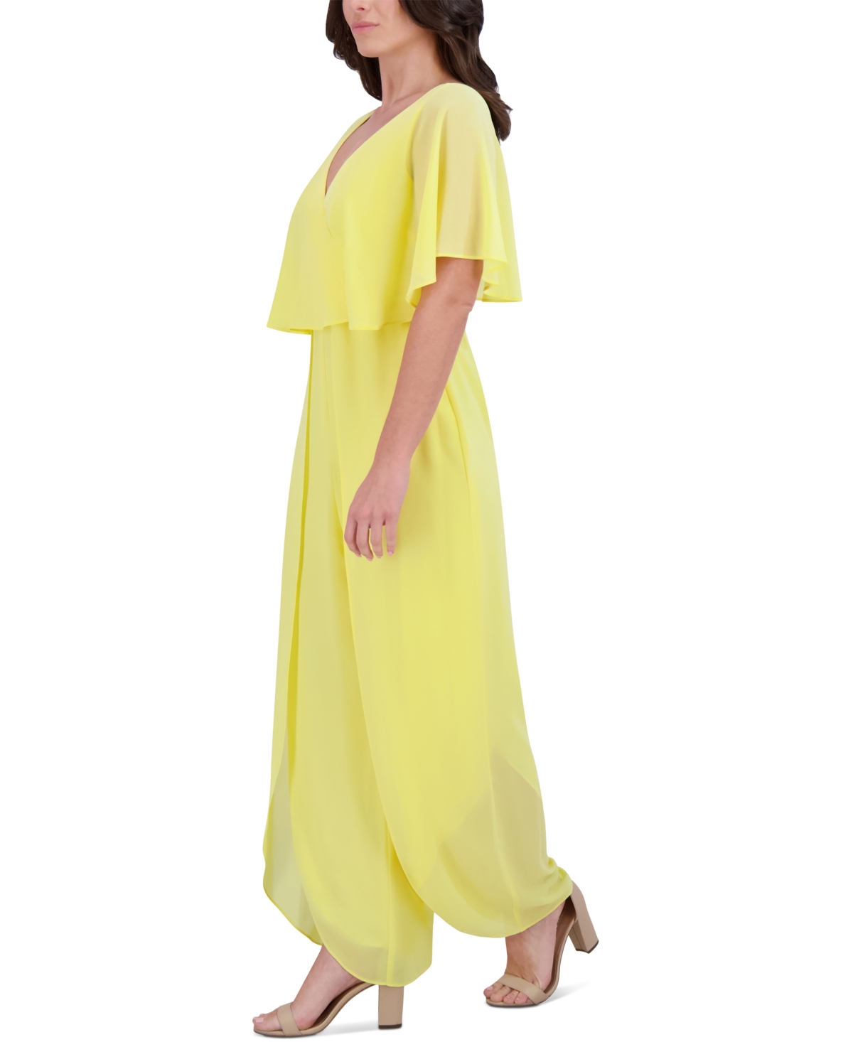 Kensie Women's Flutter-sleeve Jumpsuit In Lt Yellow