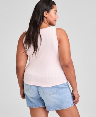 Trendy Plus Size Cotton Pointelle Tank Top, Exclusively at Macy's 