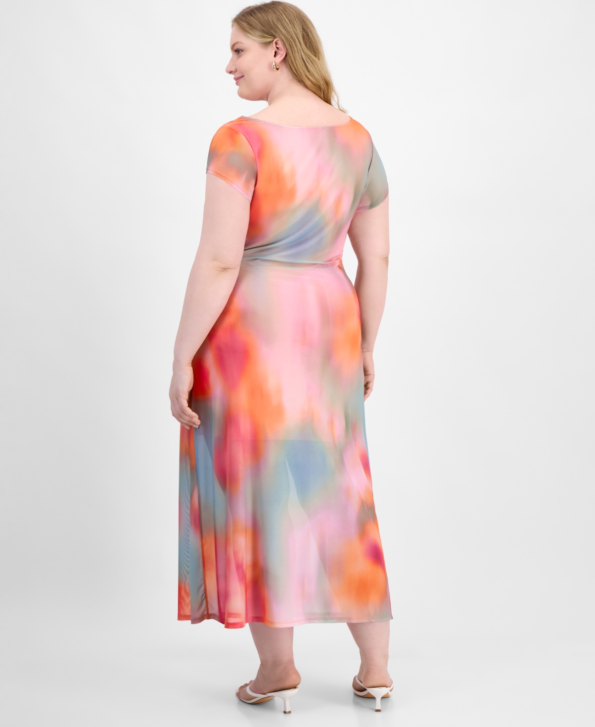 Bar Iii Trendy Plus Size Cowl-neck Short-sleeve Maxi Dress, Exclusively At Macy's In Ayla Absrc