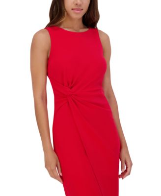 Women's Ruched Side-Twist Sleeveless Midi Dress