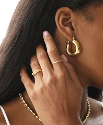 Stainless Steel Metal Sculptural Hoop Earrings 