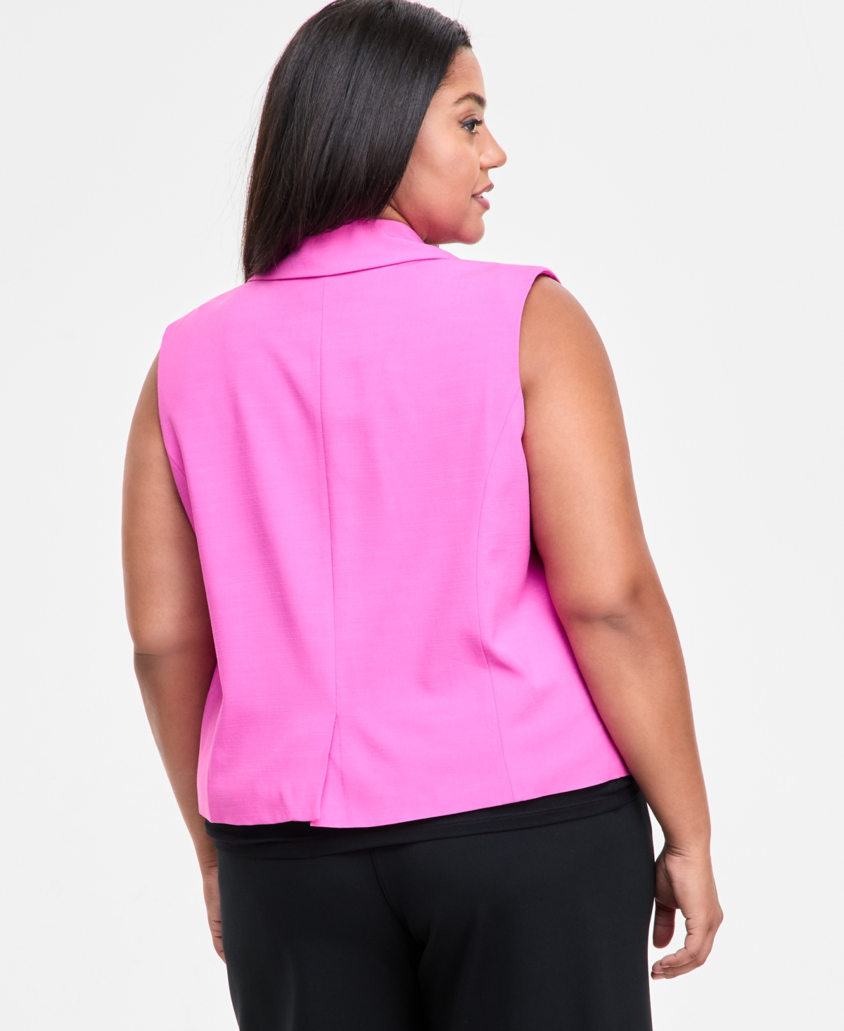 Bar Iii Trendy Plus Size Cropped Vest, Exclusively At Macy's In Petunia Pink
