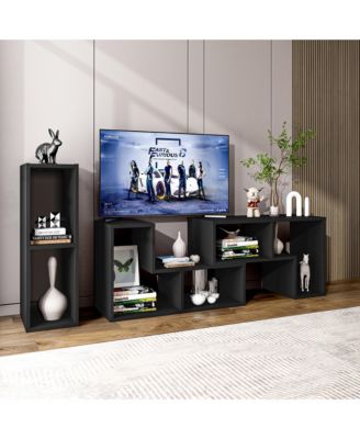 3 Pieces TV Console Stand Modern Entertainment Center Storage Bookcase
